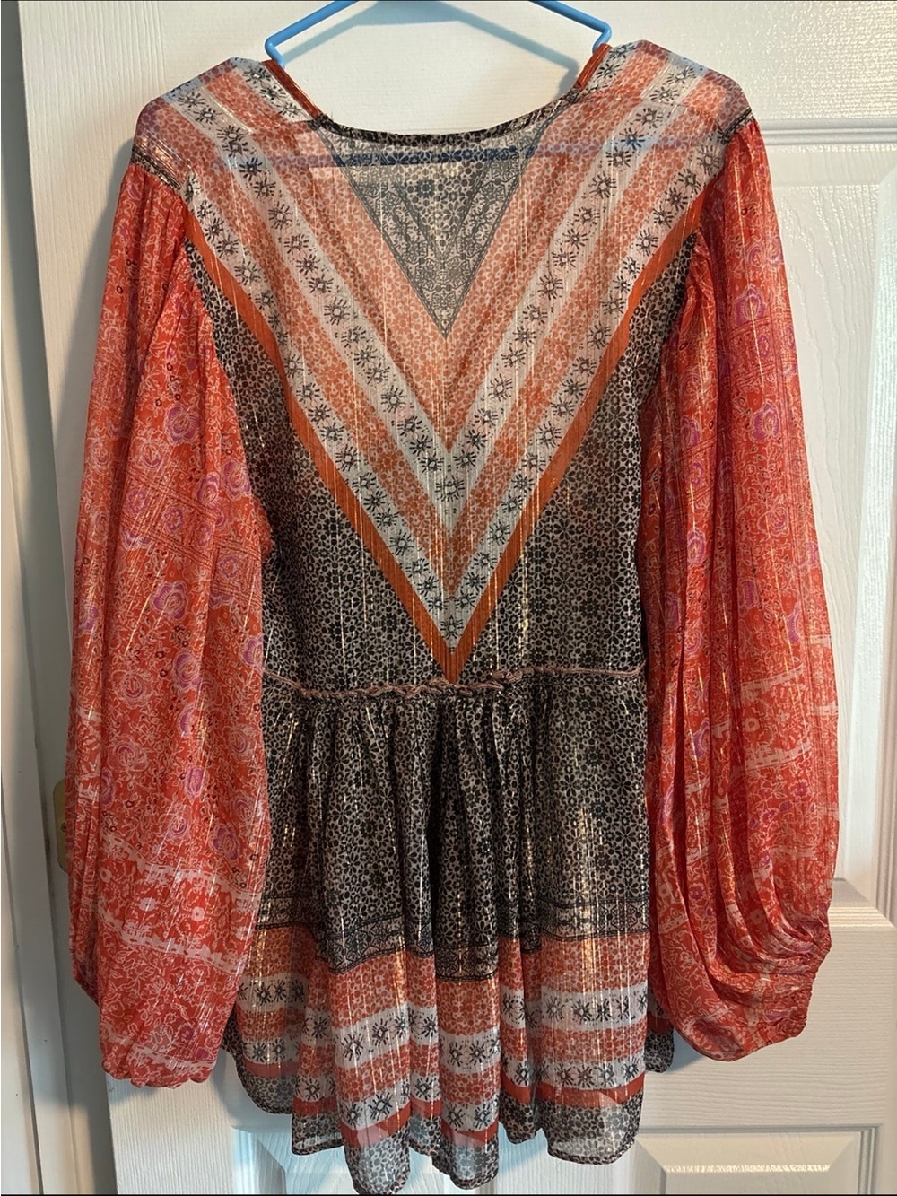Free People Rust Multi Boho V-Neck Tunic - Picture 3 of 3